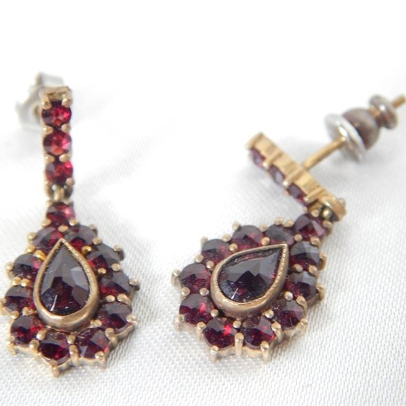 Vintage Bohemian Clustered True Garnet 900 Silver 5-Piece Jewelry Set - Picture 9 of 12